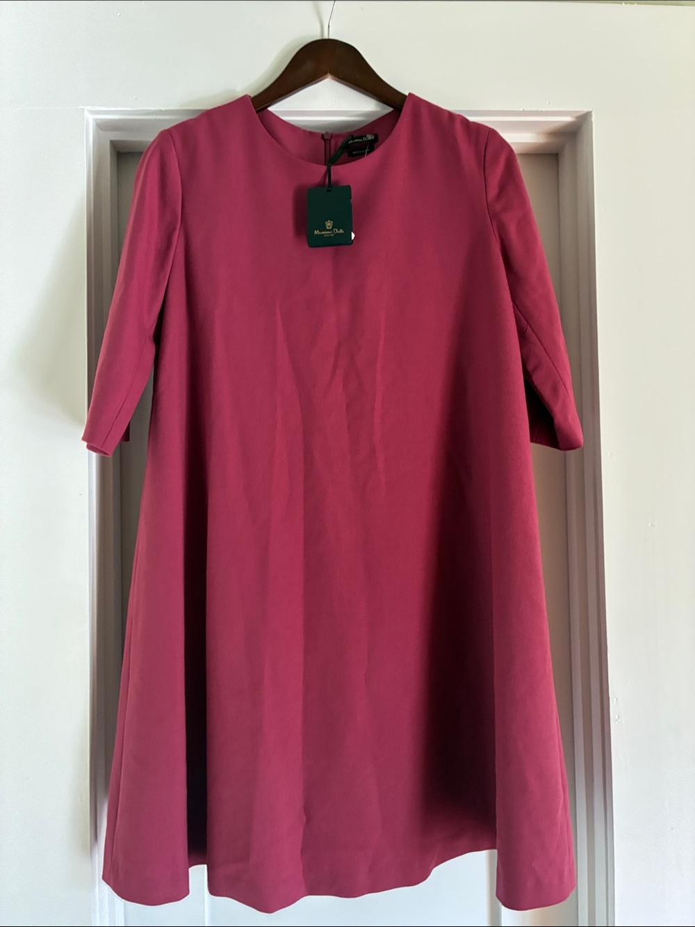 Massimo Dutti Deep Raspberry Midi A-Line Dress
